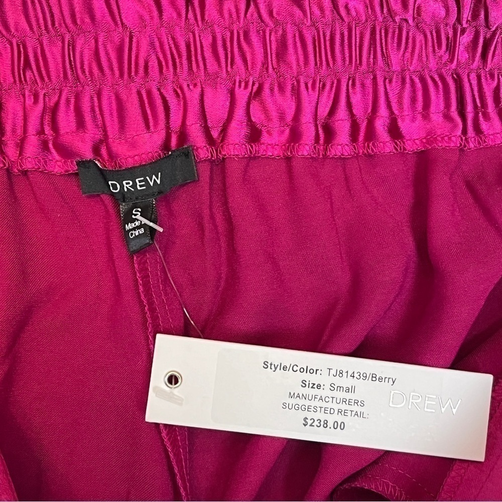 Anthropology Drew Eva Silky Wide Leg Pant. Fuchsia Pink Berry. Small #397 NWT - Picture 6 of 8